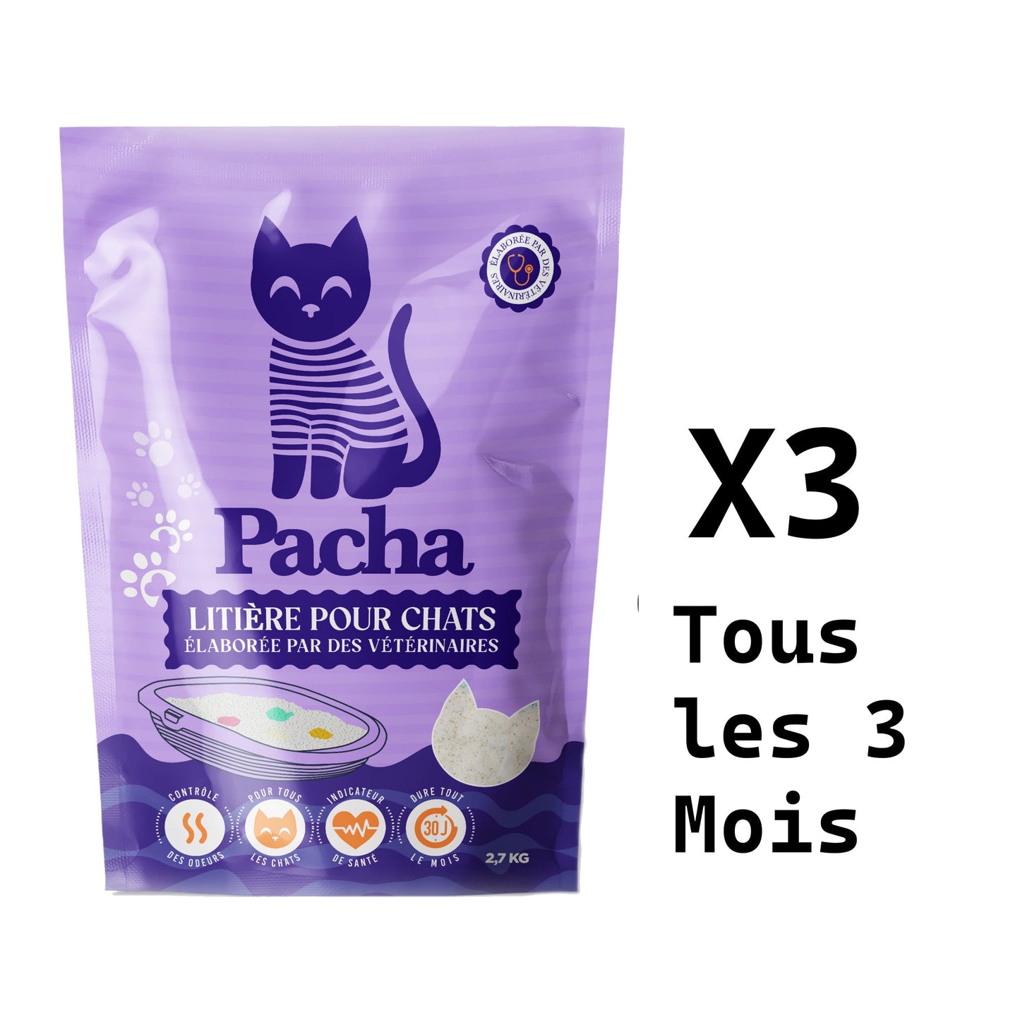 b) 3 sacs tous les 3 mois | 3 Beutel alle 3 Monate